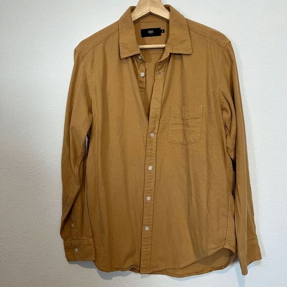 Azul by Moussy Tan Classic Flannel Long Sleeve Button Down Shirt Mens Size Large - Picture 2 of 6